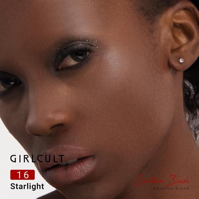 GIRLCULT Brightening Blush Highlighter – Satin Glow in Pearlescent White, Multi-Use Face Highlighter & Powder Blush, Buildable Natural Glow for Cheeks (#16)