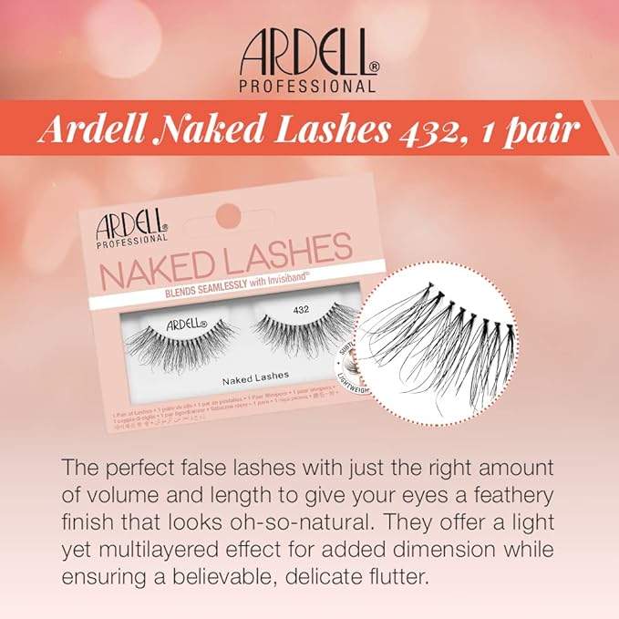 Ardell Naked Lashes Natural 432 with Invisiband – Lightweight, Natural False Eyelashes, Soft Volume Strip Lashes, 1 Pair