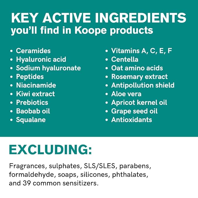 Koope Gel Face Wash, Cleanser For All Skin Types, Gentle, Soap-Free, pH Balanced, Makeup Remover with Oat Amino Acids, Cucumber, Kiwi & Aloe, Free of Parabens, Sulphates & Fragrances, Vegan, 5.0 FL OZ