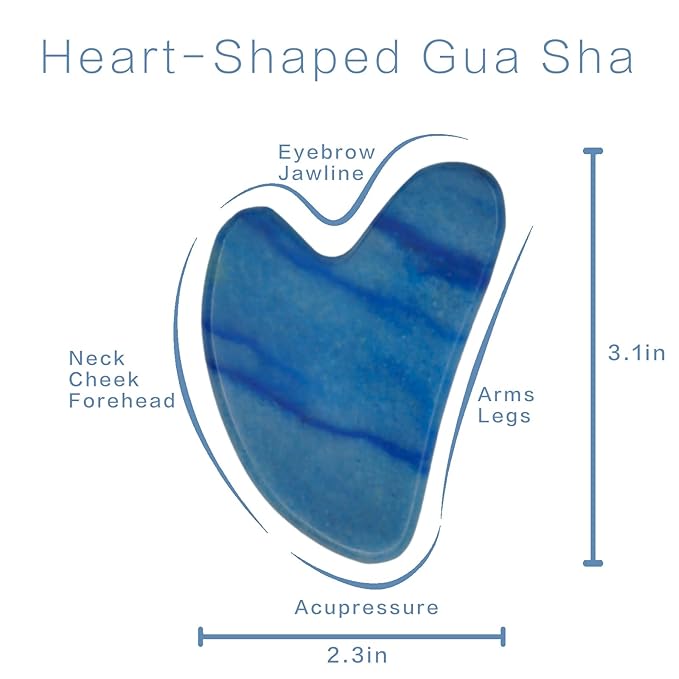 Gua Sha Facial Tools, Jade Guasha Tool for Face & Eye Gua Sha Stone for Puffiness Reducing & Jawline Sculpting Face Stone Gua Sha Tools for Skin Care Woman GuaSha Stone Tool, Blue