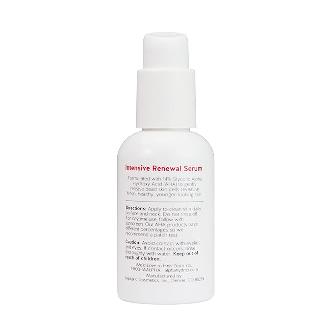 Alpha Skin Care Renewal Serum, 14% Glycolic AHA, Anti-Aging Formula, Reduces Lines & Wrinkles, Alpha Hydroxy Acid Exfoliates & Evens Skin Tones, Rejuvenates & Hydrates, 2 Oz