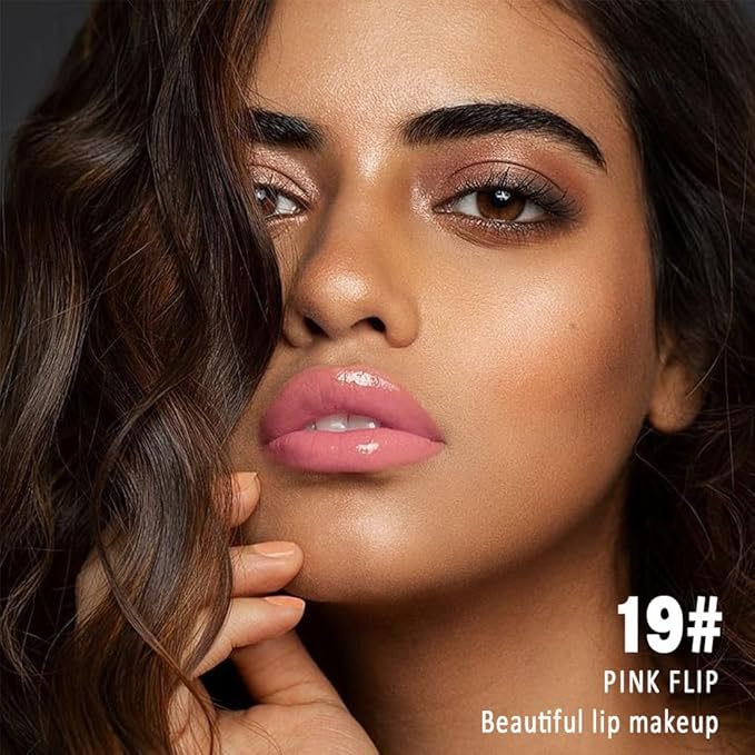 Kaely Longwear Shine Lipstick for Women, Highly Pigmented Liquid Lip Color Makeup, Non-Transfer Lip Gloss Stain Waterproof Smudge Proof 24 Hour, Glossy Finish, Vegan & Cruelty-free, 19 PINK FLIP