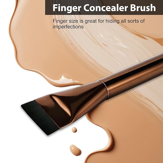 Flat Foundation Brush for Liquid Makeup,14CM Premium Fast Flawless Flat Top Kabuki Makeup Brushes Face Cosmetics Concealer Brush for Liquid, Blending, Powder, Cream, Powder, Blush, Buffing Brown