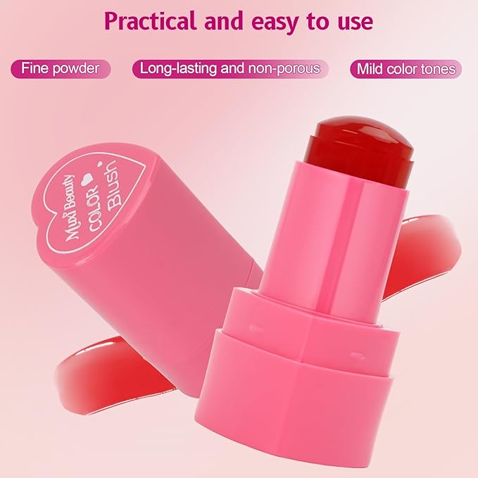 2 Colors Cooling Water Jelly Tint/Blush,Love Stick（Light Pink+Candied Orange ）Multi-Use Juicy Jelly Lip + Cheek Tint Creates A Moist Watercolor Finish-1,000+ Swipes Per Stick