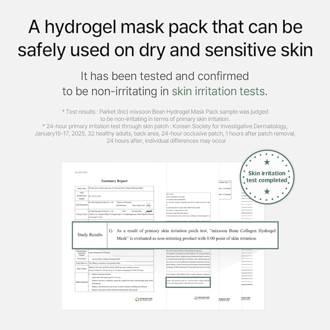 mixsoon Bean Collagen Hydrogel Mask Hydration All-In-One Firming, Soothing Gel Formula Face Mask for Radiant, Smooth Skin 35g / 1.18 fl.oz. (5ea) Korean Glass Skin Care