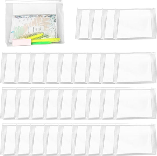 50 PCS Mini Clear Makeup Bag,Small Clear Zipper Pouch Travel Bag for Toiletries Plastic Cosmetic Organizer Waterproof，for Swimsuit Bikini Travel Vacation(9.8 x 7.1 x 2.6 Inch)