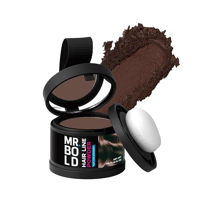 Mr Bold Hairline Powder LIGHT BROWN - Instantly Hair Color Shadow Cover Gray Hair Root Touch Up Hair Color for Gray Coverage, Hair Shadow Toppers for Women & Men, Thin Hair Powder 4g