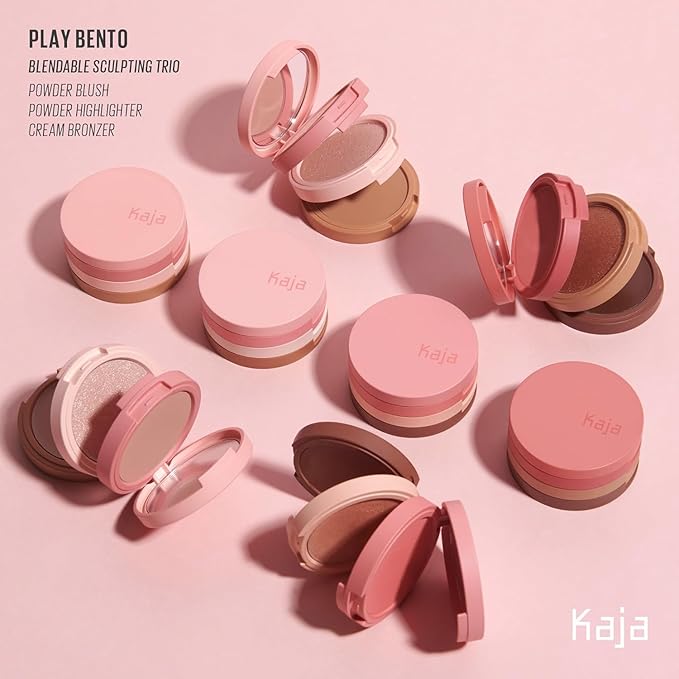 Kaja 3-in-1 Blendable Sculpting Trio - Play Bento | with Mango Seed Butter, Cream Bronzer, Powder Blush, and Highlighter, 00 Sugar Cookie