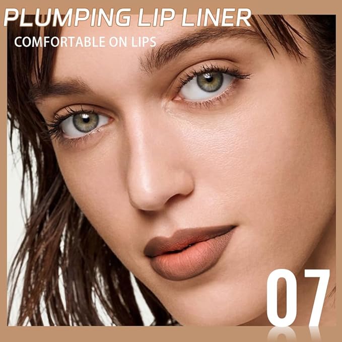 2Pcs Matte Lip Liner Pencil, Plump lip pencil liner Long-Lasting Creamy Formula, With Silicone Smudger for Define Contours & Sculpting Lip,Waterproof Non-Staining Crayon Lip Liners 07#+08#