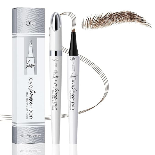 Eyebrow Pen, Waterproof Microblading Eyebrow Pencil, 4 Tip Precise Eye Brow Makeup Pen for Women to Effortlessly Create Hair Like Natural Brows, Non Dry Out and Last All Day (Brown)