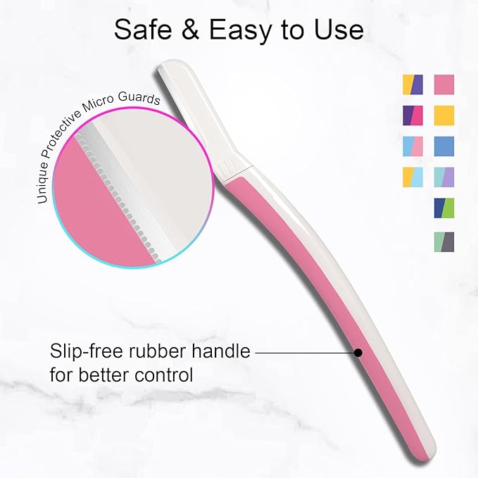 Dermaplane Razor for Women Face, Eyebrow Razor, Face Razors for Women, Dermaplaning Tool, Travel Essentials, (12 pcs, Pearl Blush)