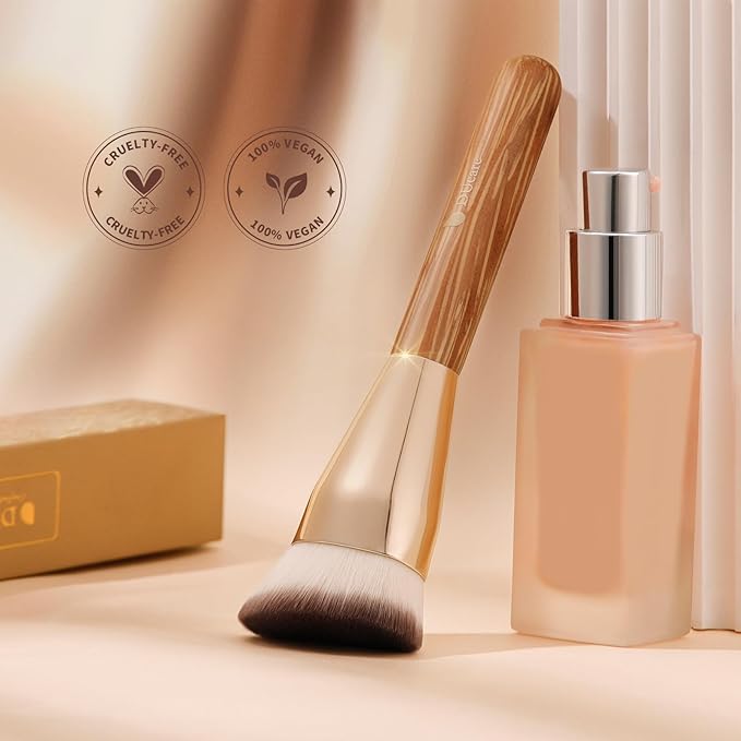 DUcare Angled Foundation Brush for Flawless Makeup Application Professional Liquid, Cream Powder Foundation Brush with Dense Bristles - Contoured for Precise Blending and Buffing