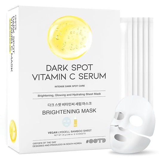 #OOTD Vitamin C Revitalizing Hydrating Sheet Mask (10pcs) - Face Mask Korean Skincare Facial Sheet Masks for Even-Looking Skin Tone & Radiance
