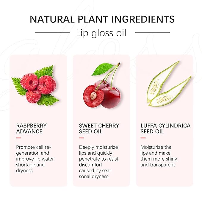 2 Set Lip Oil Hydrating Tinted Lip Balm, Plump Lip Gloss Lip Care Transparent Toot Lip Oil Tinted, Nourishing Repairing Lightening Lip Lines Lip Care Products (Pink/Cherry)