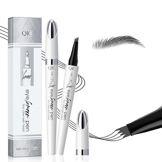 Microblading Eyebrow Pencils for Women - Microblading Brow Pen with 4-Fork-Tip, Eyebrow Pen Smudge- Proof Waterproof Eyebrow Pencil Create Natural Hair-Like Brow, Last All-Day, Gray