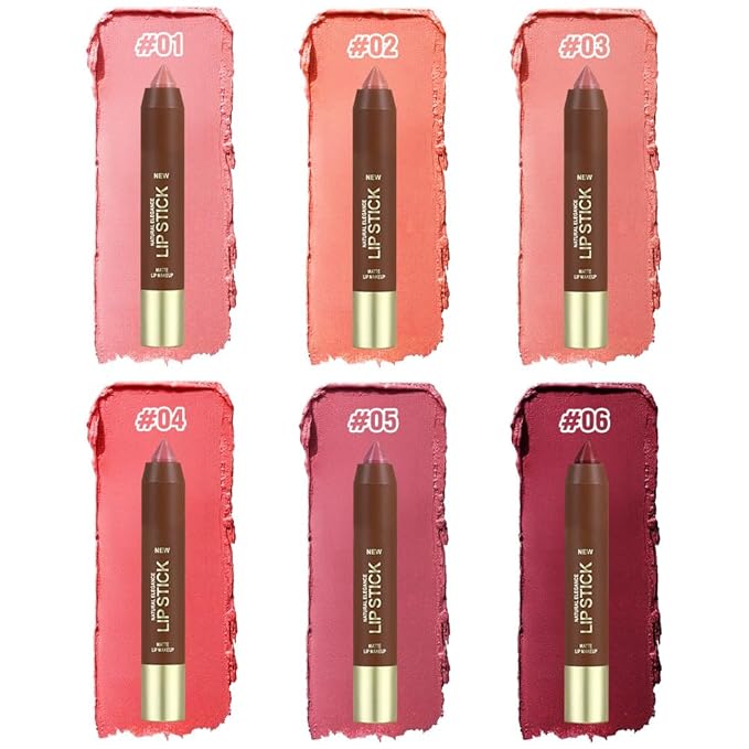 2Pcs Matte Lipstick Crayon Set for Women, Mauve Cherry Red 24 Hour Lipstick Lip Liner Pencil, Neutral Lip Stick Lipliner Long Lasting Waterproof Smudge Proof, Vegan & Cruelty-Free, 05+06