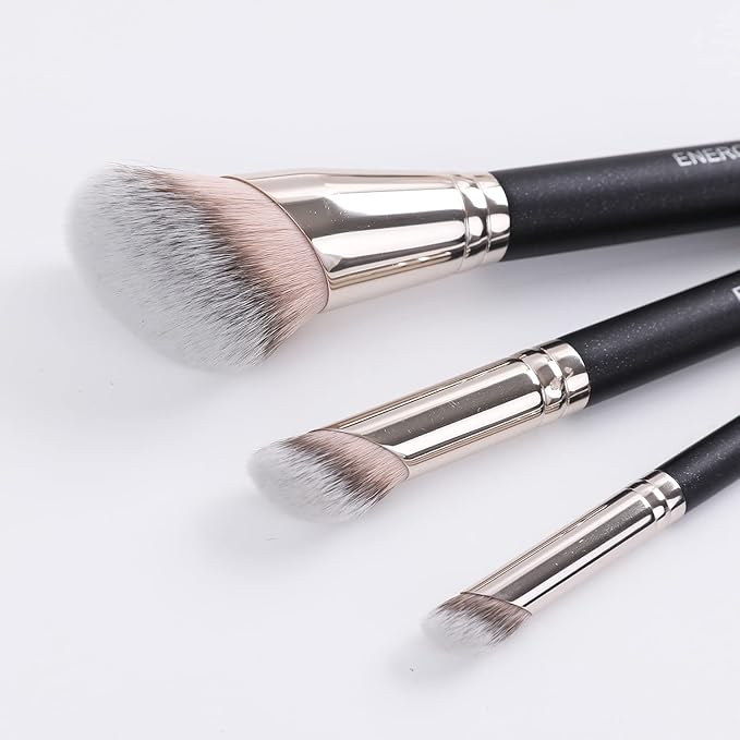 ENERGY Angled Foundation Brush – Flawless Blending Contour Brush for Liquid, Cream & Powder – Dense Soft Bristles, Professional Makeup Brush for Face Sculpting & Highlighting 170S