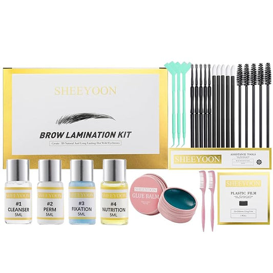 Brow Lamination Kit, Professional With Keratin, Lift and Shaping for 3D Natural Fuller Thicker Wild Eyebrows, Long Lasting Results for 6 Weeks (26 Piece Set)