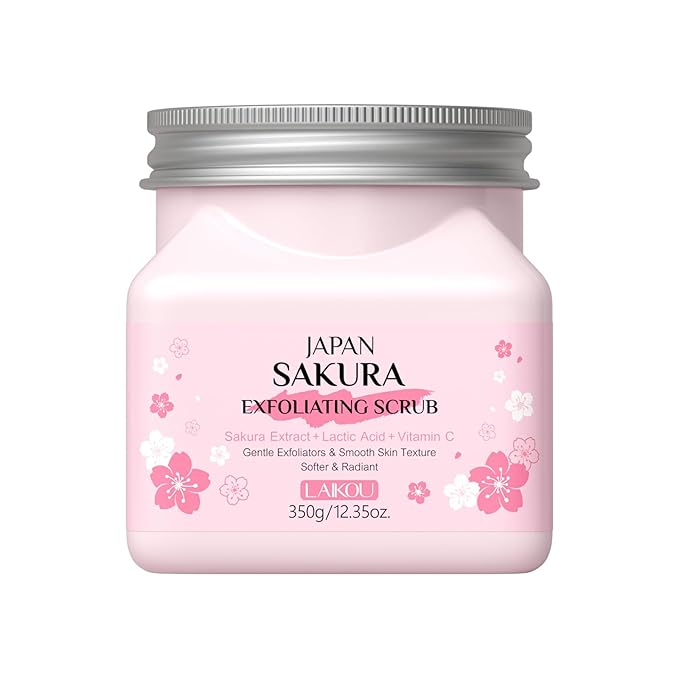 LAIKOU Japan Sakura Body Scrub, Exfoliating Body Scrub, Scrub for Smooth and Soften Skin 350g / 12.35oz.