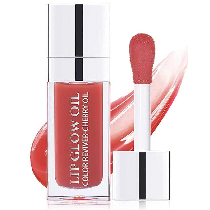Lip Oil Hydrating Tinted Lip Balm, Plump Lip Gloss Lip Care Transparent Toot Lip Oil Tinted (012# ROSEWOOD)