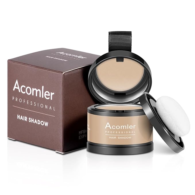 Acomler Instantly Root Cover Up Hairline Shadow Powder,Root Touch Up Hair Color Powder,Medium Blonde for Thinning Hair,Grey Hair Coverage for Women Men with Eyebrow,Beard Line,Bald Spot(Medium Blonde)