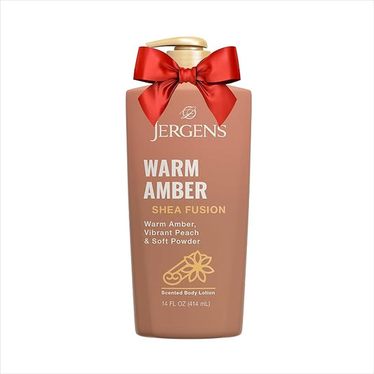 Jergens Shea Fusion Warm Amber Body Lotion, Moisturizer with Shea Butter & Vitamin E, 14 Fl Oz