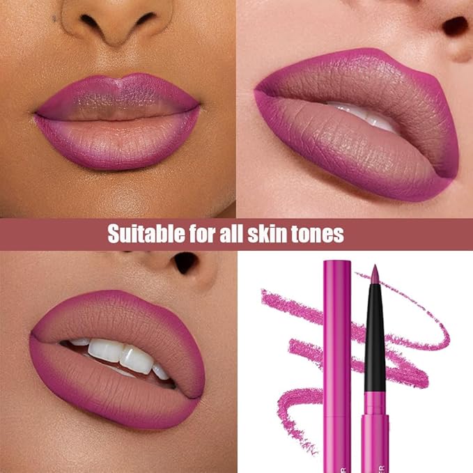 Gel Lip Liner Pencil for Women, Pitaya Pink Matte Long Lasting Lip Liner Lipstick 24 Hour, High Pigmented Lips Makeup Retractable Liners Waterproof Smudge Proof, Vegan & Cruelty-Free 05