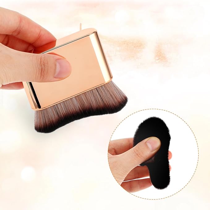 Self Tan Brush Soft Body Makeup Brush Portable Self Tanning Brush Self Tanner Face Brush Kabuki Foundation Brush for Body & Leg Makeup（Rose Gold）