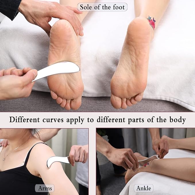 Stainless Steel Gua Sha, Metal Guasha Scraping Tool, Muscle Scraper for Deep Tissue/Fascia/Face/Scar, IASTM Tool for Body Plane, Therapy Massage Tools for Body Shaping