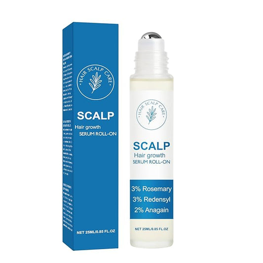 Rosemary Hair Growth Serum Roll On, 3% Rosemary 3% RedensyI & 2% Anagaln Hair Beard Growth Serum, Thicker Stronger Hair Beard, Prevents Hair Fall Stimulates Hair Follicles for All Hair Types - 25ml