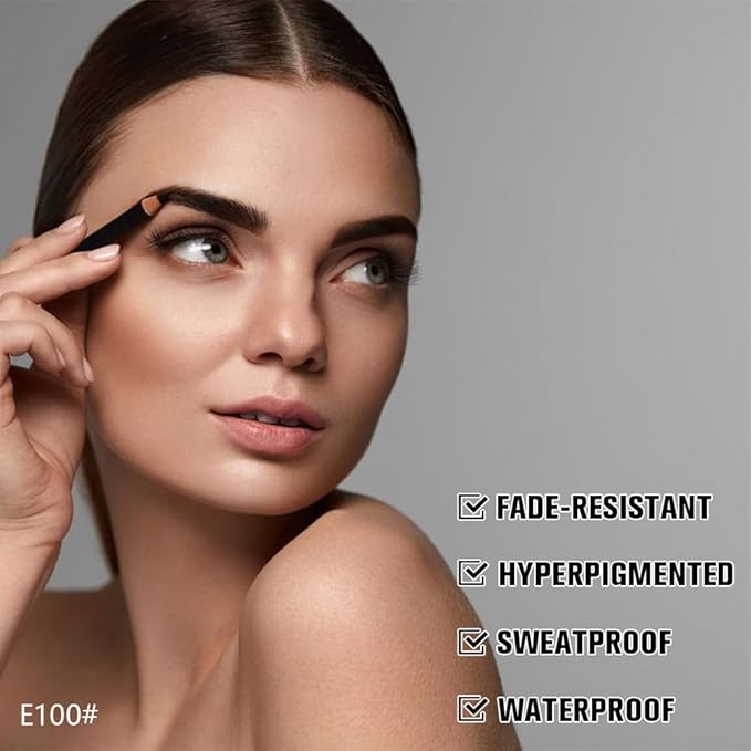 6Pcs Long Eyebrow Pencils Set - Black Natural Look, for Eyebrows & Eyeliner, Waterproof & Sweat-Proof Wooden Hard-Core Brow Pencil with Sharpener, Long Lasting Makeup Kit for Beginners 100#