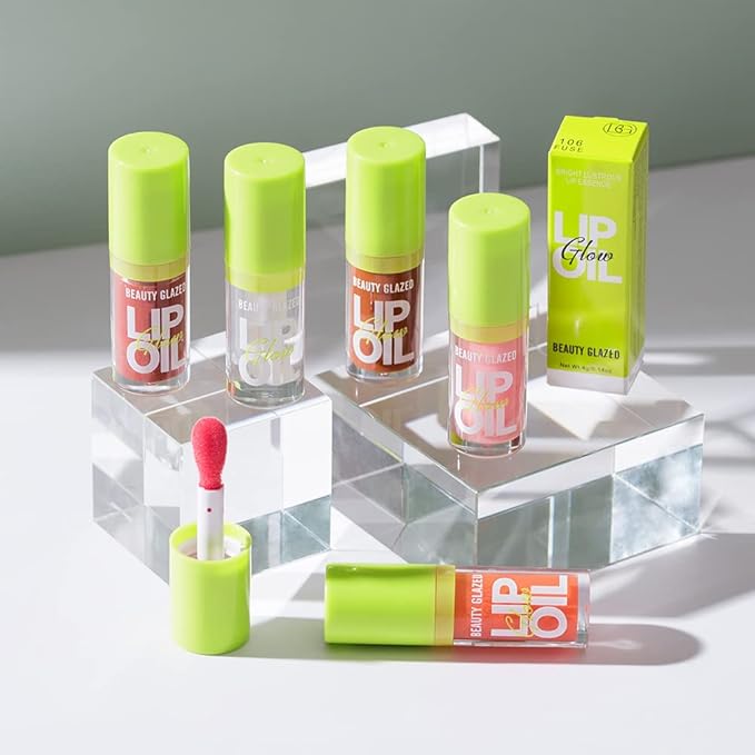 Beauty Glazed Big Brush Head Lip Oil, Ultra-Hydrating & Nourishing, Smooth Glossy Finish Lip Glow Oil, Shiny and Vegan Tinted Lip Gloss, Non-Sticky Formula (107# HUGGING)