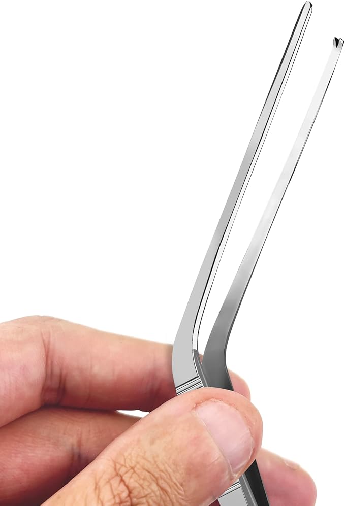 Luca Ear Adson Bayonet Shape Tweezer Forceps Stainless Steel (Tissue 1x2 Teeth Luca Ear, 5")