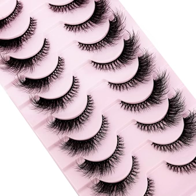 HBZGTLAD New 10 Pairs 3D Mink Lashes False Eyelashes Handmade Wispy Fluffy Long Lashes Natural Eye Makeup Tools Eye Lashes(6DF01)