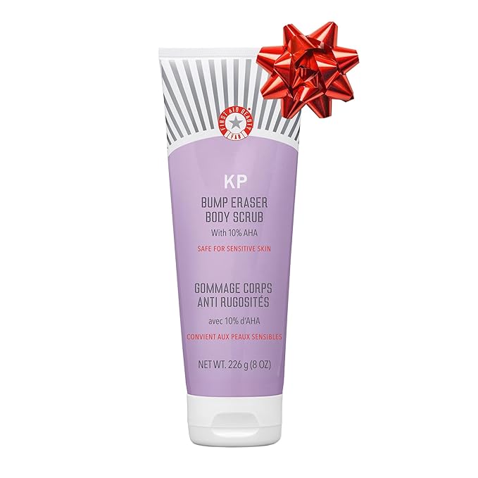 First Aid Beauty KP Bump Eraser Body Scrub with 10% AHA, Keratosis Pilaris Skin Exfoliator with Glycolic and Lactic acids, Helps Reduce Chicken Bumps, Safe for Sensitive Skin, 8 oz