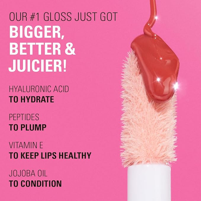 Revolution Beauty London, Pout Bomb Plumping Lip Gloss, High-Shine for Glossy, Fuller & Plump Lips with Hyaluronic Acid & Peptides, Vegan & Cruelty-Free, Warm Peach Orange, 0.15 fl oz