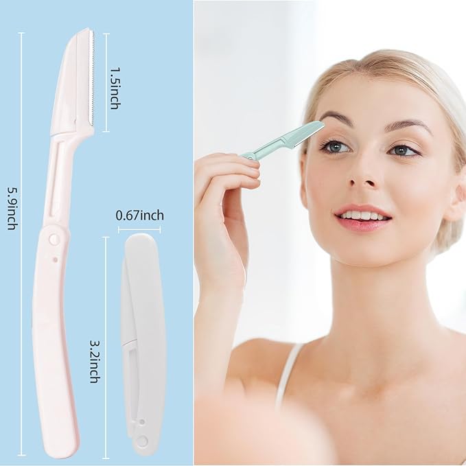 Dermaplane Razor for Women Face,Stocking Stuffers 6 pack Folding Eyebrow Razor Facial Hair Removal for Women and Men Travel,Dermaplaning Beauty Tool
