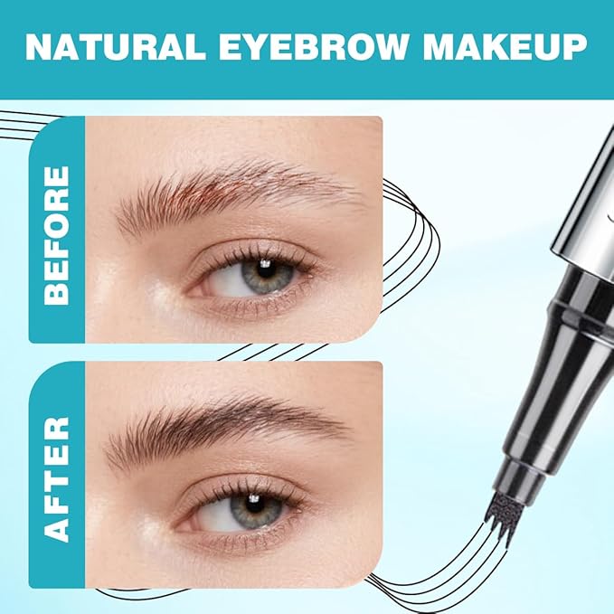 Eyebrow Pencil with 4 Tip Microblade for Natural Eyebrow Makeup Eyebrow Microblading Pen Waterproof &Smudge-Proof (3# Reddish Brown)