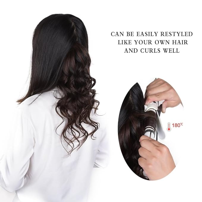14 Inch Clip-in Hair Extensions Remy Human Hair for Women - Soft Handmade Real Human Hair Clip in Extensions, Straight, Thick, 115g 7pcs #(1B/Blue) T1B Color