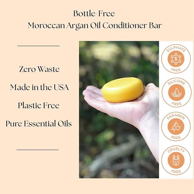 Solid Lemongrass & Sweet Orange Conditioner Bar, Natural & Organic, For All Hair Types Including Frizzy, Sulfate-Free & Cruelty-Free, 2.3 Ounce (2-Pack)