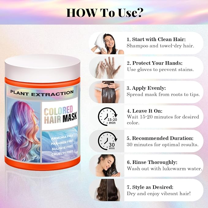 Vegan Semi Permanent Hair Color Mask - 10.15OZ Color Depositing Conditioner for Color-Treated Hair - Ammonia, Paraben, Sulfate & Cruelty-Free - Plant-Based Enhances Tones Hair (COPPER)