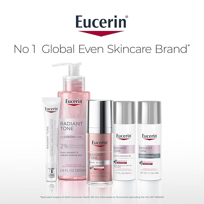 Eucerin Radiant Tone Eye Cream Dark Circle Corrector, Eye Brightening Cream with Thiamidol and Hyaluronic Acid, Helps Reduce the Look of Eye Puffiness, 0.5 Oz Tube
