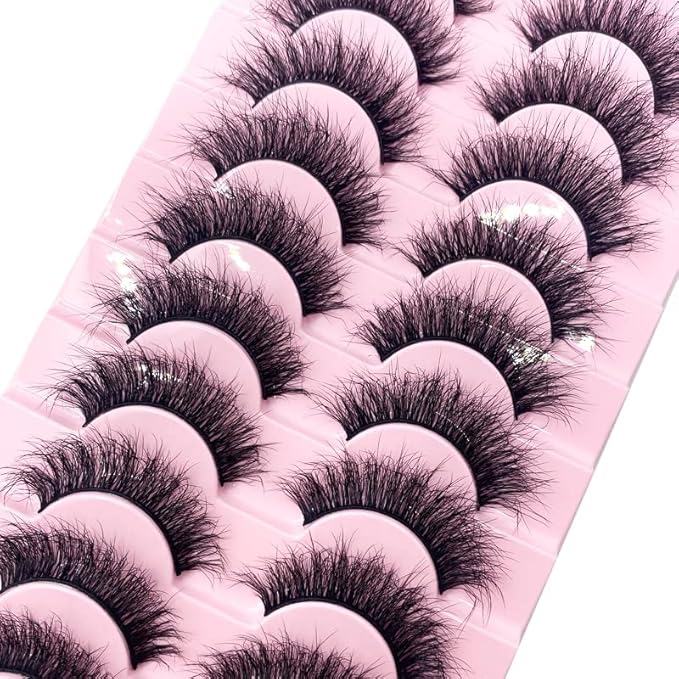HBZGTLAD New 10 Pairs 3D Mink Lashes False Eyelashes Handmade Wispy Fluffy Long Lashes Natural Eye Makeup Tools Eye Lashes(M13)