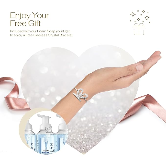 Foaming Hand Soap - Pack of 3 - Moisturizing Hand Soap with Aloe Vera & Essential Oils-Alcohol-Free Hand Wash in Ocean Bliss Fragrance-Scented Hand Wash for Kitchen or Bathroom-Free Swarovski Bracelet