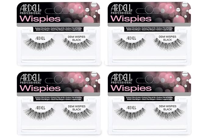 Ardell False Eyelashes Demi Wispies - Black, Natural Look Lashes, Lightweight, Full Volume, Eyelash Extensions for Everyday Wear, 4 Pairs
