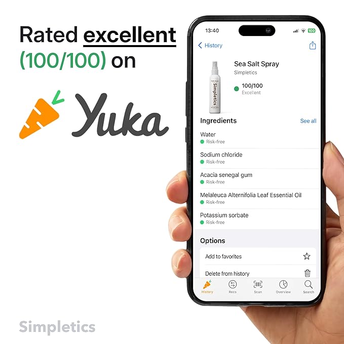 Simpletics Himalayan Sea Salt Hair Spray (Vanilla Scent) – Natural 5-Ingredient Formula for Beach Waves & Volume – Light Hold, Non-Greasy, Paraben & Sulfate Free – Unisex 8 fl oz