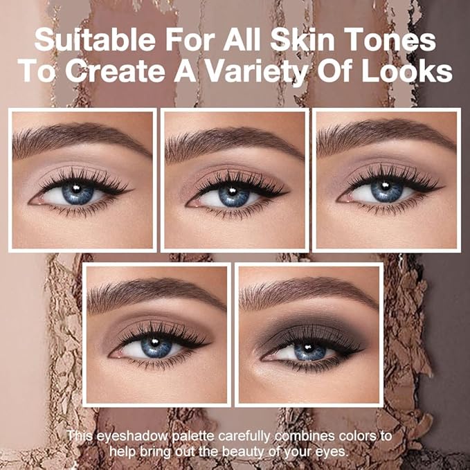 5 Colors Matte Nude Eyeshadow Makeup Palette, Nude Brown Cocoa Taupe Ebony Black Smokey Matte Cream Mini Eye Shadow Palette Makeup for Older Women Blue Green Eye, Contour Palettes sombras de ojos