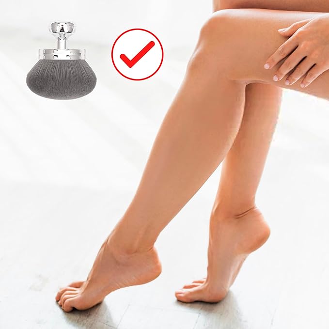 Blend & Blur Extra Large Body Makeup Brush for Self Tanner,Leg Makeup & Bronzer Self Tan Back Applicator, 3.2inch Wide Head Kabuki Brush For Application with Drawstring Bag (Silver)