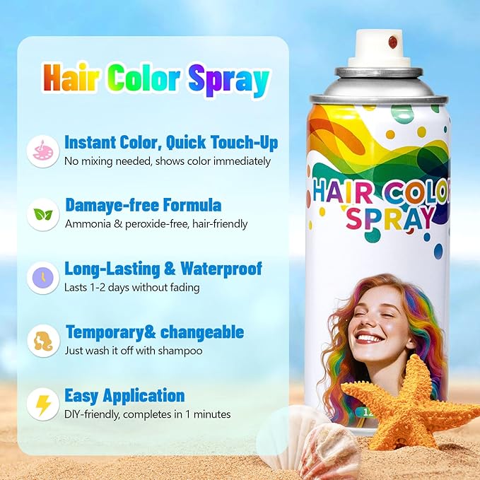 Pink Temporary Hair Color Spray - Washable & Natural One-Time Use Hair Wax for Women & Kids & Adults - Strong Hold for Halloween, Cosplay, Party, Washes Out Easily