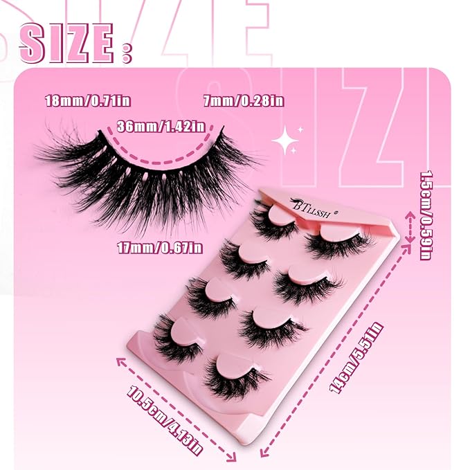 8Pairs Wispy Mink Lashes Fluffy Eye Lashes Natural Look 5D Volume Fake Eyelashes Pack 3D622 by BTLLSSH
